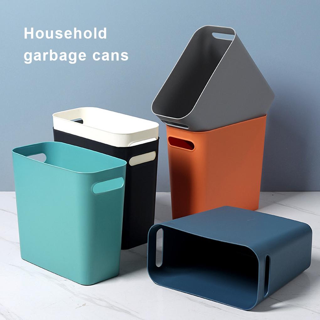 Modern Large Trash Can without Cover Wastebasket Garbage Container Space-Saving Outdoor Bathroom Bedroom Kitchen Home Orange