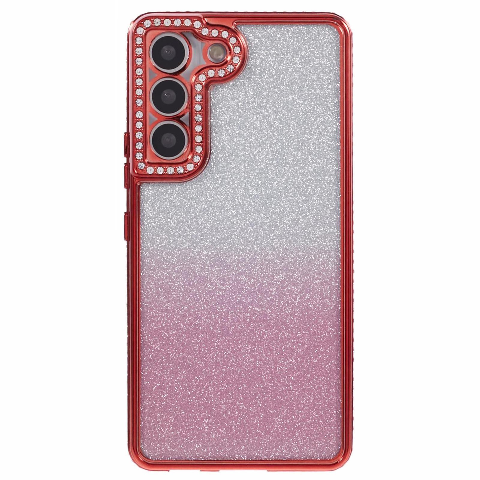 

For Samsung Galaxy S22 5G Case TPU Bling Glitter Gradient Protective Phone Cover Red
