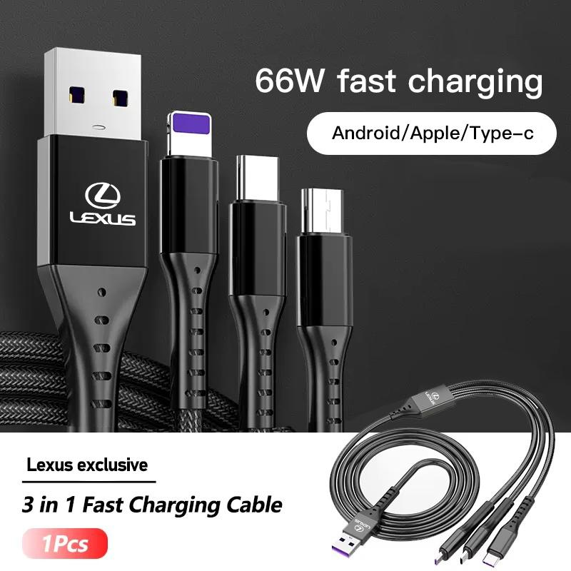 3 in 1 Micro Fast Charging Cable Type C USB Cable For Lexus RX300 IS200 IS250 ES350 Ct200h UX250h NX300h RX350 ES300h RX400h NX