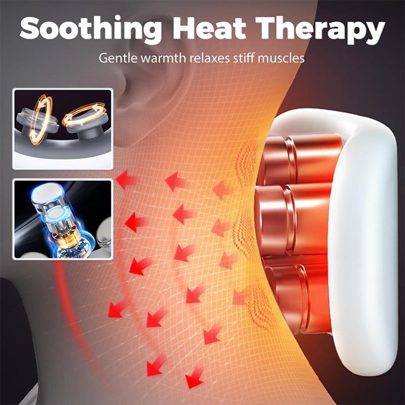 Heated Neck And Shoulder Massager Electric Cervical Pulse Device With Adjustable Intensity For Deep Neck Muscle Relief