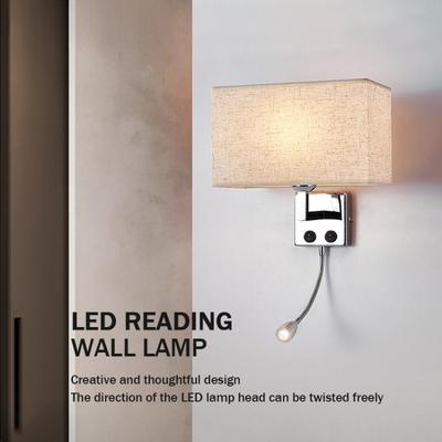 LED E27 Wall Light with Switch Bedside Fabric Reading Lamp Living Room Bedroom Hotel Study Room Corridor Balcony Decorative Lamp