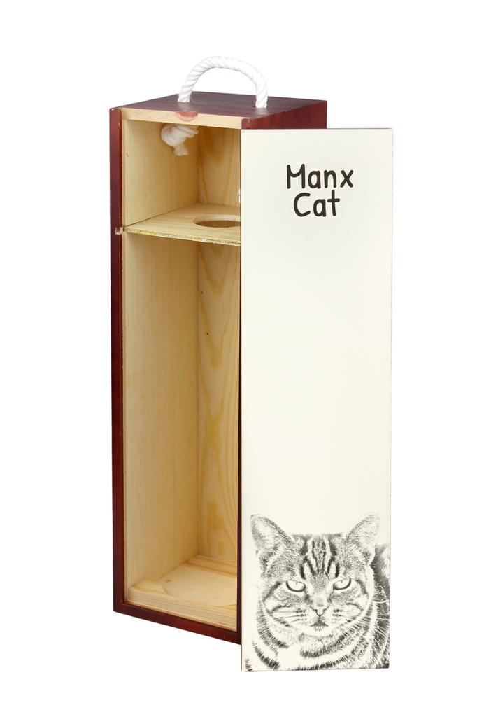 Manx - Wine Box with a Cat, Alcohol Box with Graphics, Personalized Gift Box from the Art-Dog Brand