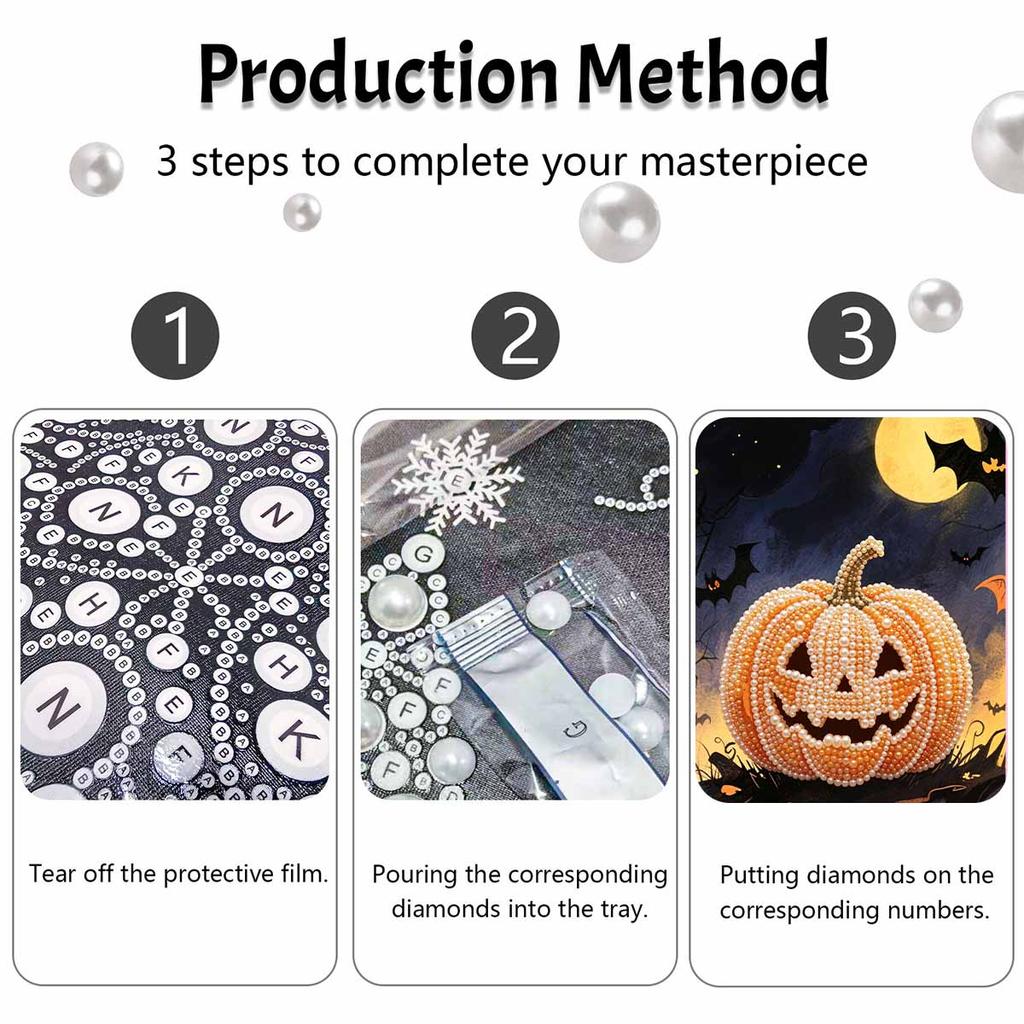 Halloween Pearl Painting Handmade Diy Art Pumpkin Pearl Home Decoration Painting