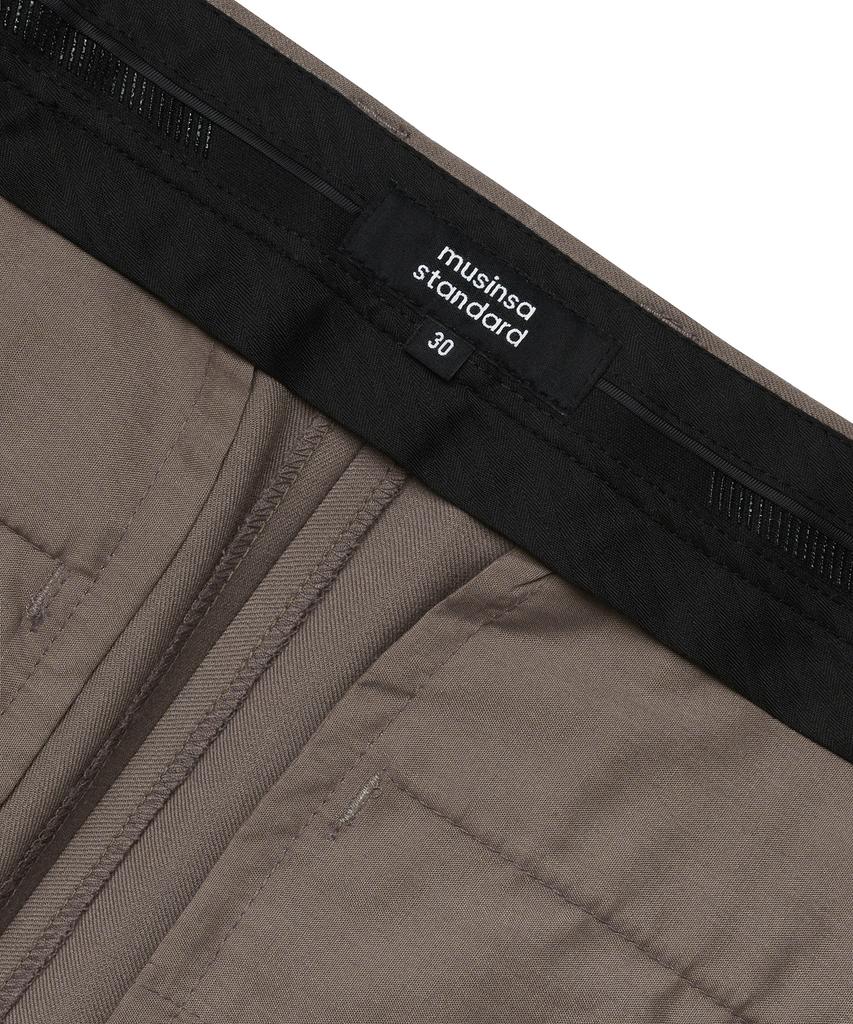 MUSINSA STANDARD Wool Tapered Hidden Banding Crop Slacks [Dusty Beige]