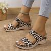 Fashion Shoes for Women Summer Women's Slippers Leopard Print Mid Heel Water Proof Wedge Open Toe Beach Slippers Women