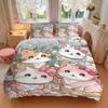 3pcs Cartoon Cute Four Kittens Printed Duvet Cover Set (1 * Cover+2 * Pillowcase, Without Core), Suitable for Home Bedroom, Guest Room, Dormitory