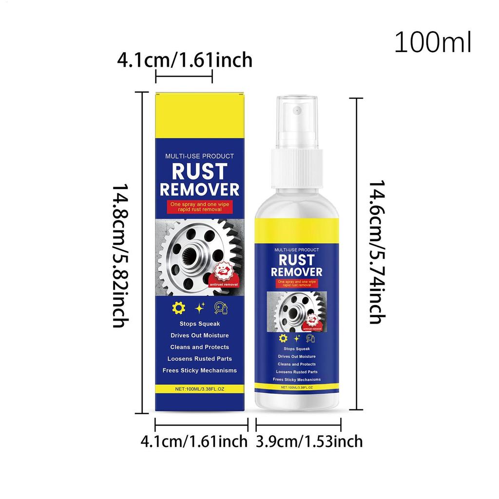 100ml Universal Rust Remover Revitalizing Spray Liquid Cleanser for Car Wheels Metal Surfaces Strong Decontamination Rust Remove
