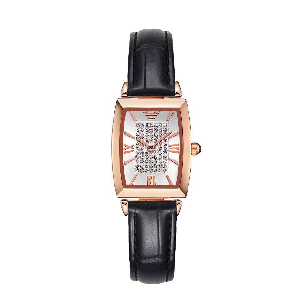 Oushijia New Square Diamond Women's Roman Minimalist Tonneau Quartz Watch