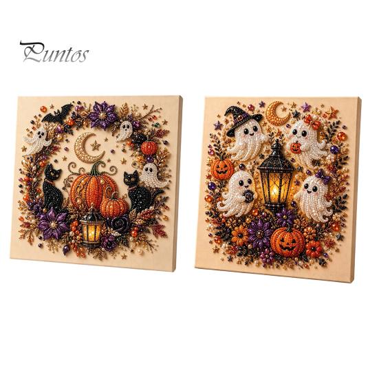 Handmade Holiday Gift Ideas Halloween Faux Pearl Art DIY Kit, Spooky Cute 3D Beads Painting Crafts, Creative Home Decor Projects Gothic Ghost Pumpkin