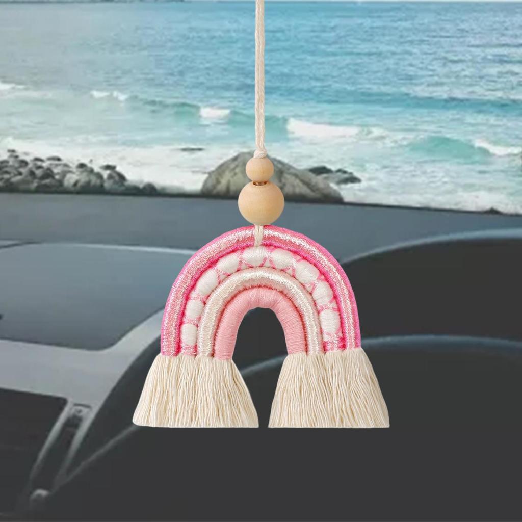 Macrame Charm Hanging Ornament Bohemian Pendant for Apartment Bedroom Pink