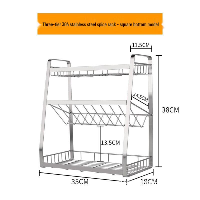 

Aonaus 304 Stainless Steel 3-Tier Spice Rack