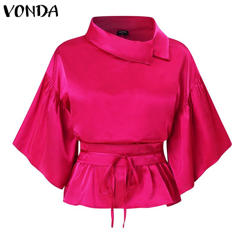 VONDA Damskie duże rozmiary, kołnierzyk w kształcie litery V, rozkloszowany, długi rękaw, nadruk, top i spódnica