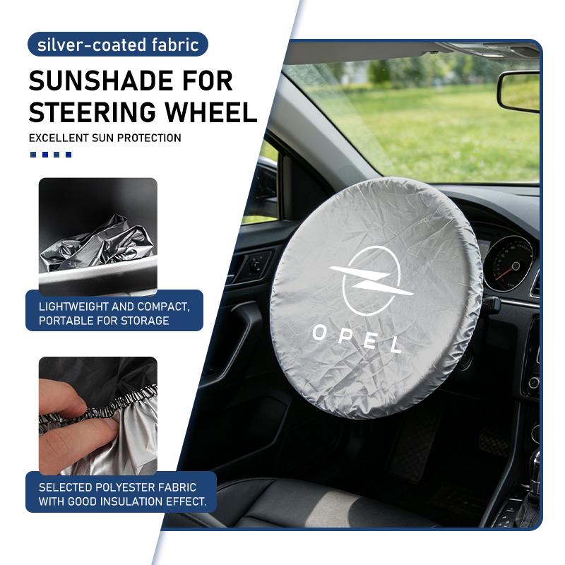For Opel Car Steering Wheel Sunshade Silver Coated Cloth Insulation Protector Accessories Astra G J H Insignia Zafira Corsa D C