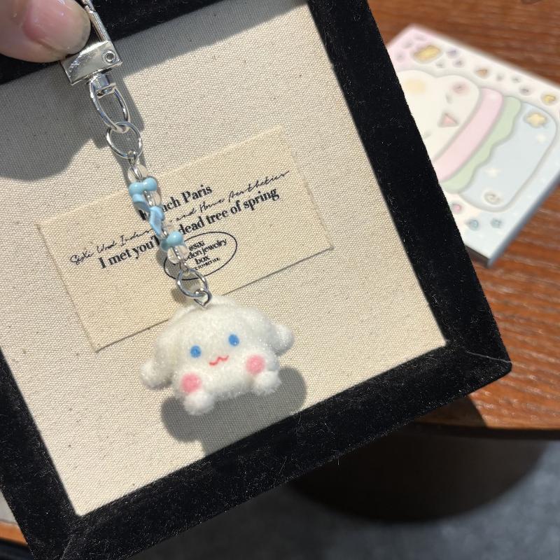 Cartoon Flocking 3D Hello Kitty Pendant Keychain Kawaii Phone Chain Pendant Backpack Hanging Decoration Accessories Gifts