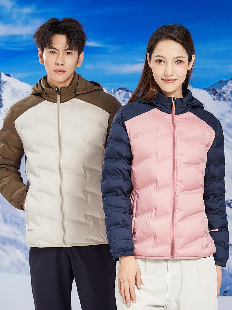 Men's & Women's Thickened Color Block Hooded Down Jacket - Autumn/Winter Outdoor Warm Outerwear