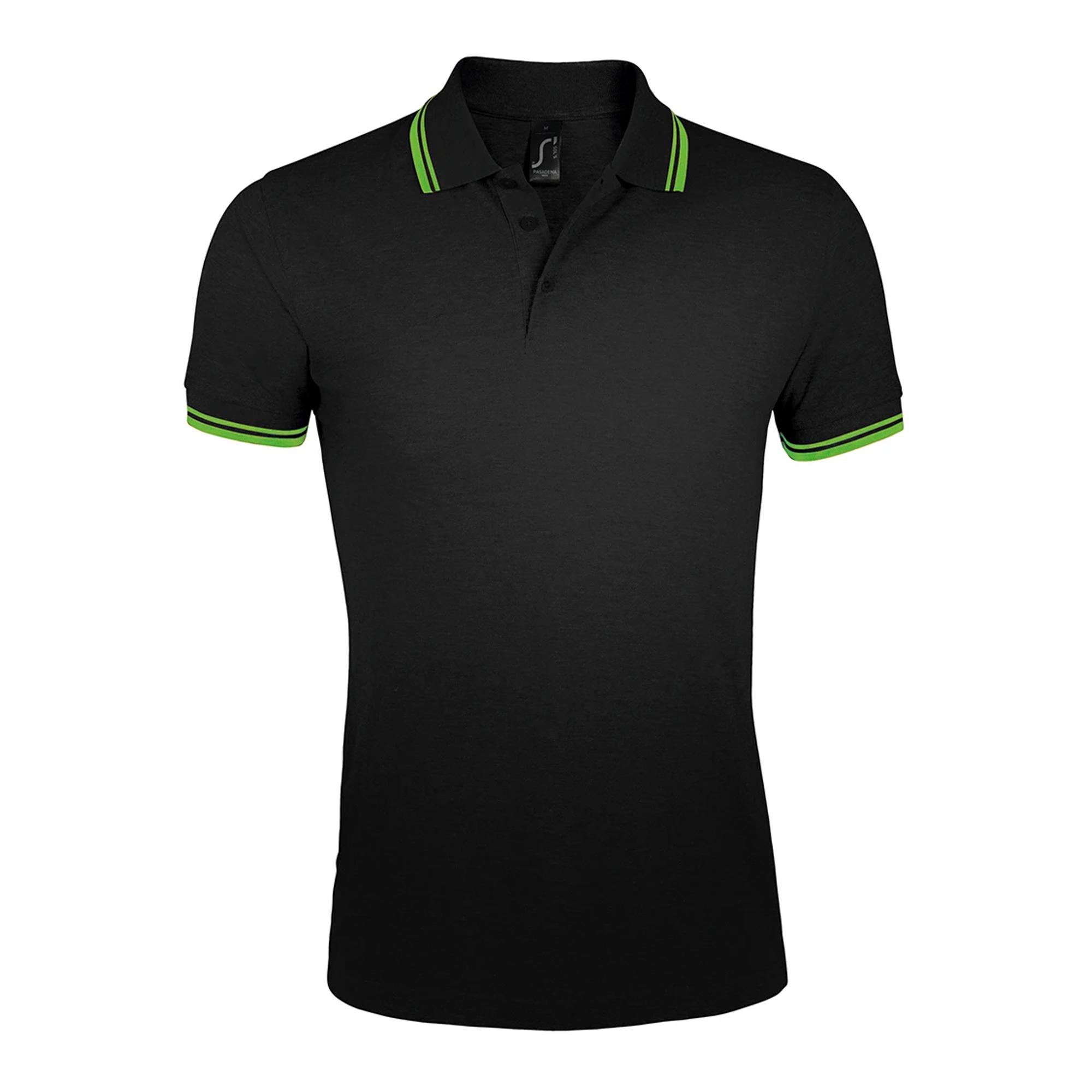 Sols Heren Pasadena Getipt Piqué Poloshirt Met Korte Mouwen Xl Lemoen/zwart