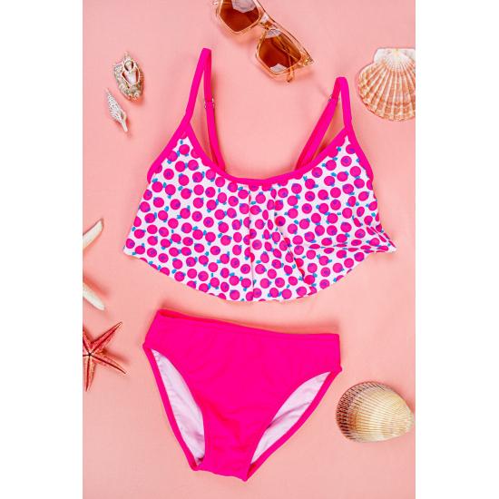 Set de bikini cu fustă roz flexibilă pentru fete