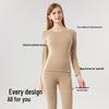 Women's Class A Fleece-Lined Thermal Cashmere Underwear Set - Antibacterial Autumn/Winter Top and Pants.