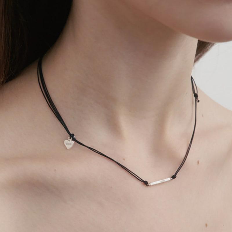 

SOSOO 925 Silver Length Adjustable Logo Bar Knot Necklace one