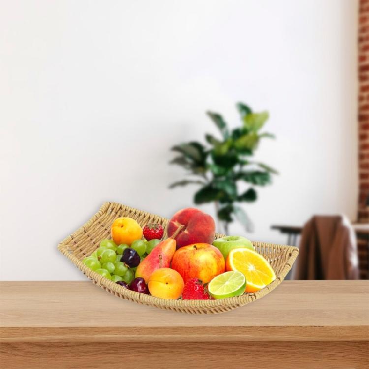 2 Stück Imitation Rattan Obstservierkorb Multifunktional Schiff-förmige Snacks Aufbewahrungsplatte Geflochtenes Gemüse-Auslagekorb