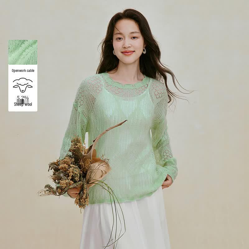 INMAN Women s Hollow-Out Cable Knit Sweater S