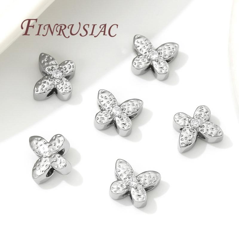 18K Gold Plated Brass Butterfly Spacer Beads Separators For Bracelets Accessories DIY Jewelry Making Supplies Metal Beads