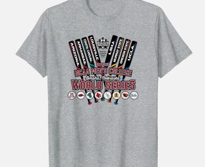 Men_s College World Series 2025 NCAA Baseball 8-Team Bats T-Shirt