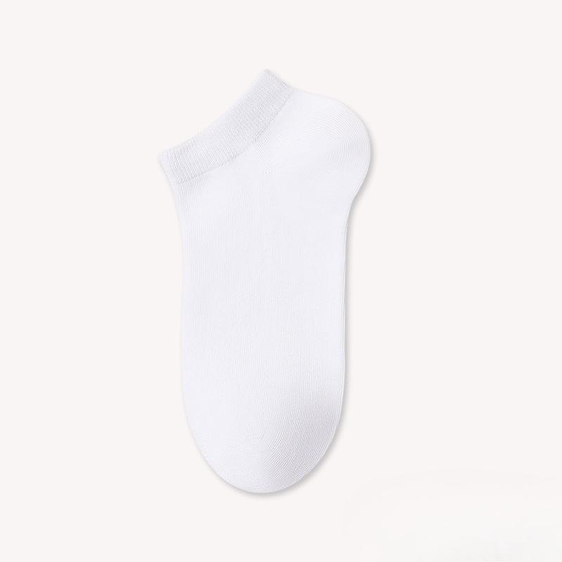 White Cotton Antibacterial and Deodorizing Stretch Seamless Elastic Mid-calf Socks with Anti-torn Properties for Sports Use