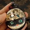 Luxury Retro Popular Black Gold Pocket Watch Enamel Fantasy Forest Character Embossed Pendant Necklace Watch for Gifts CF1760