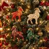 2D Flat Goat Pendant Shining Christmas Tree Ornament Animal Hanging Decoration  Shop Window Display