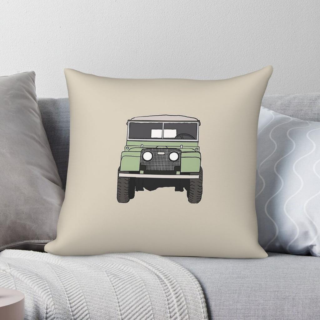 Defender Suv Frontal Sage Green Square Pillowcase Polyester Linen Velvet Printed Zip Decor Bed Cushion Case Wholesale