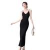 2025 French Spicy V-neck Knitted Bodycon Camisole Dress - Sexy, Slimming Hip Wrap Style for Summer