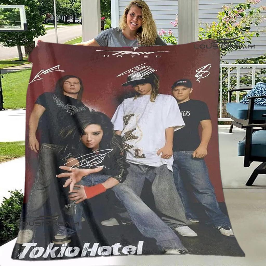 Dětská přikrývka s potiskem kapely Tokio Hotel Dětská Hřejivá přikrývka Flanel Měkká útulná deka Rozkládací pohovka Deka Cestovní deka Dárek k narozeninám