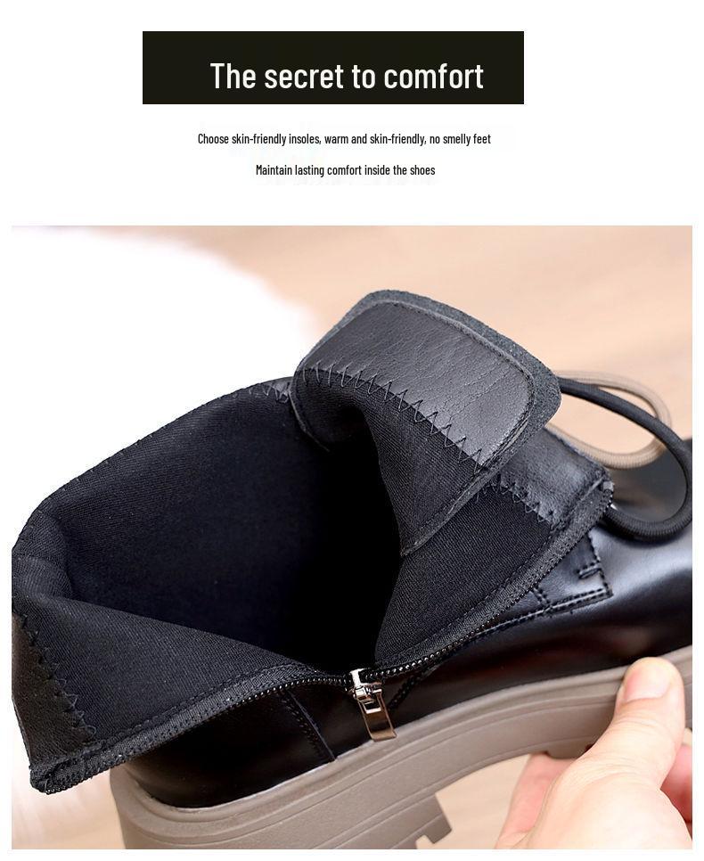 Petite Women's Fleece-Lined British-Style Martin Snow Boots for Autumn/Winter