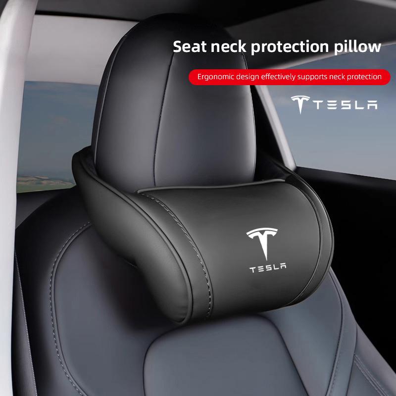 AAAID1 1Pcs Car Interior Seat Headrest Neck Protection Pillow For Tesla Model 3 Model S Model X Model Y Cybertruck Roadster SpaceX Coil