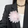 Fabric Lapel Pins Chiffon Feather Mesh Beads Pin Retro Large Flower Brooches