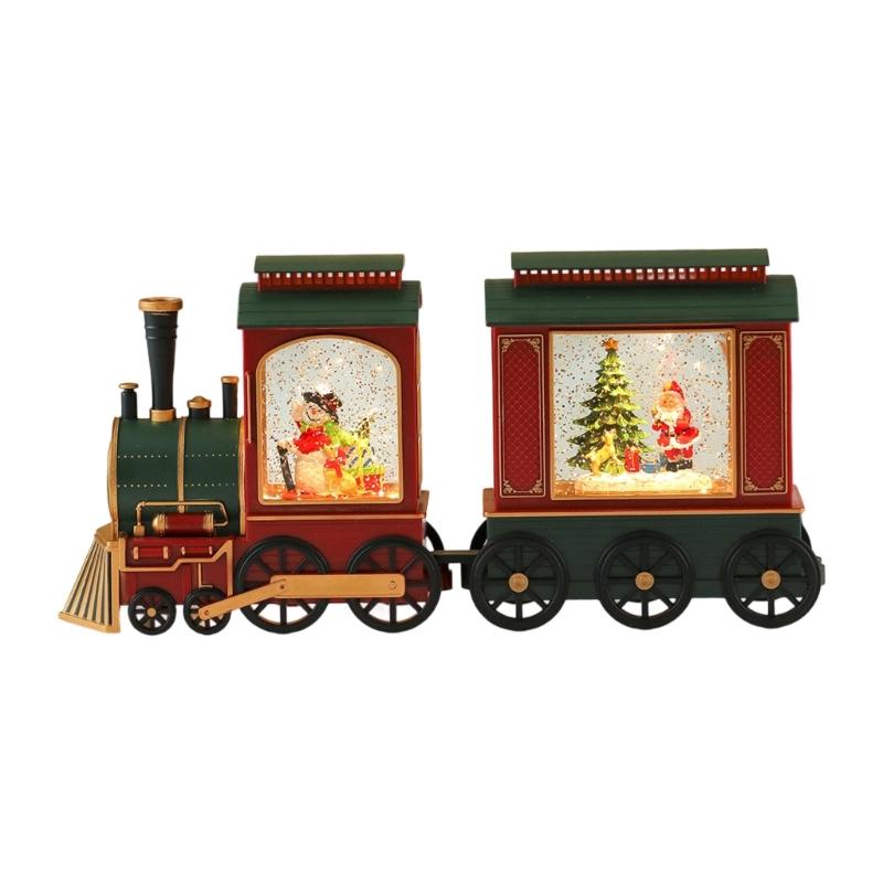 

Наполненное водой рождественское украшение в виде поезда, музыкальное, со световыми эффектами, рождественский локомотив, украшение для детских комнат