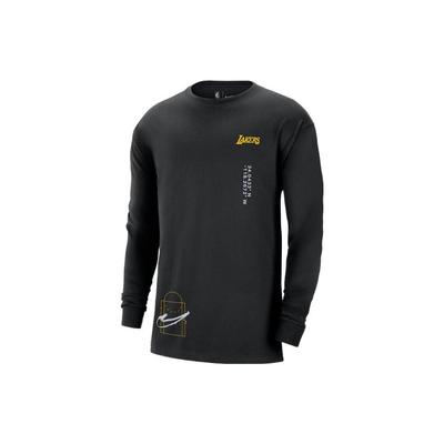 Nba Courtside Los Angeles Lakers Letter Print Loose Fit Crew Neck Casual American Vintage Long Sleeve T-Shirt Men T-Shirt Black DR6346-010