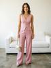 Elegant Women's V-neck Vest & Long Pants Summer Two-piece Set