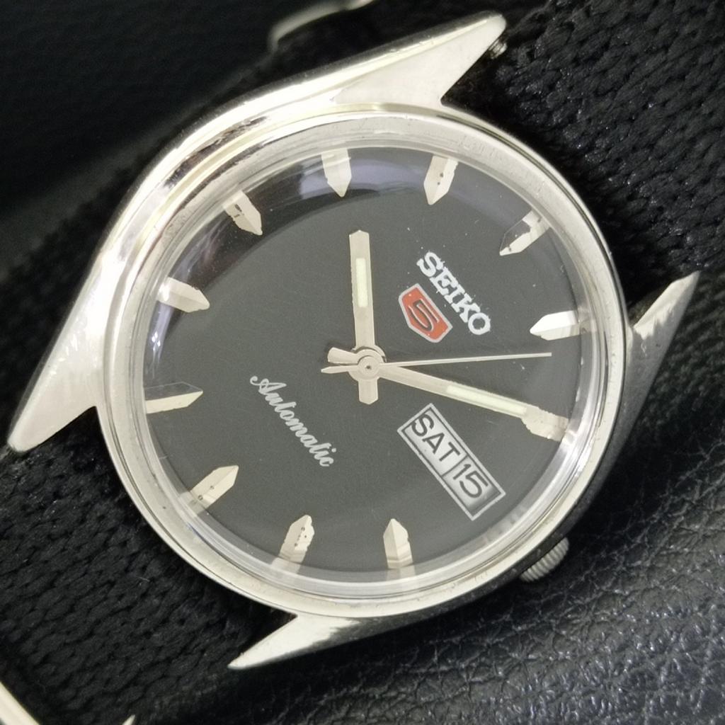 SEIKO 5 AUTOMATIC 6309A VINTAGE JAPAN MENS BLACK COLOR DIAL WATCH a701639-5 R206c-a701639
