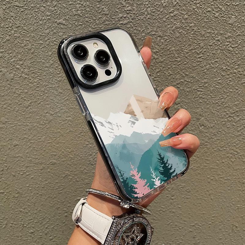 Amazon Hot-selling Minimalist Gradual Change Smudging Snow-capped Mountain Scenery Apple 16promax Mobile Phone Case iPhone Protective Case