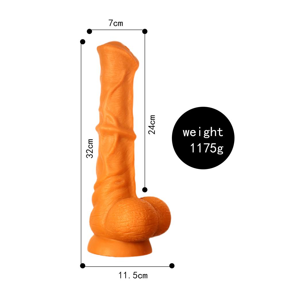 VaHppy Dildo extra large 2090g 37*8cm Masturbazione del pene per le donne Gay a forma di fallo Cavallo Pene Silicone liquido dorato Ventosa di potenza