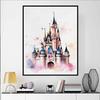 Disney Diamond Painting 5D Watercolor Disney Castle Illustration DIY Gift Suitable for Living Room Bedroom Office and Home Decor