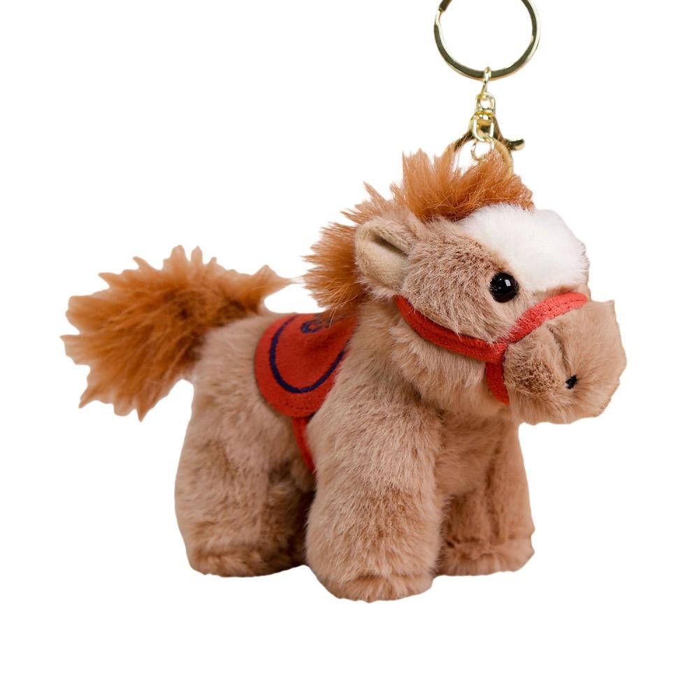 

Cartoon Steed Doll Stuffed Animal Keyring Long Haired Tail Plush Horse Doll Pendant Year of Horse хаки