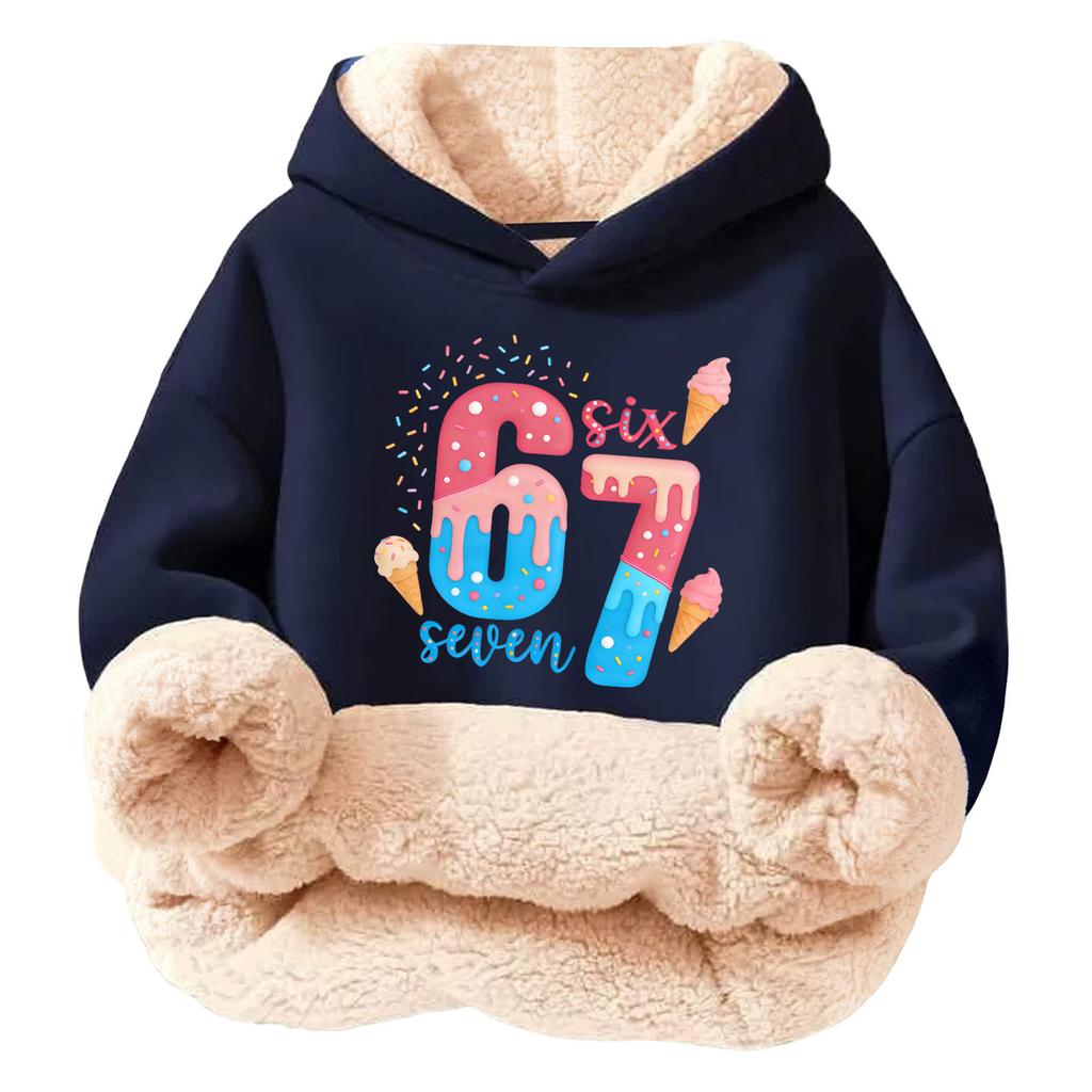 Children's Fashionable Printing Casual Fleece Hooded Loose Fit Hoodie Without Pockets