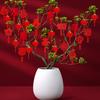 20Pcs/Pack Red Lanterns DIY Flocking Chinese New Year Bonsai Scene Layout Supplies Non-woven Fabric Mini New Year Pendant