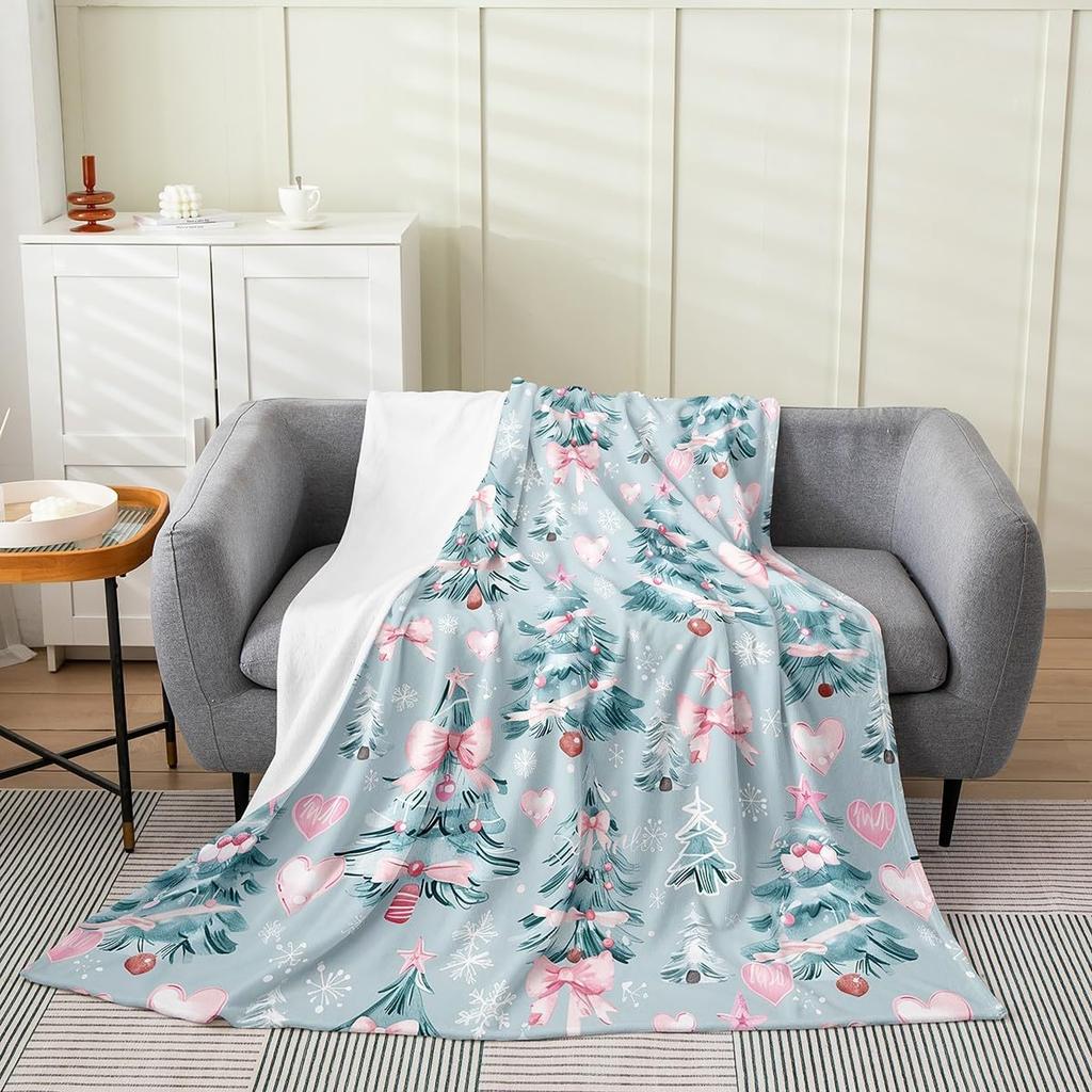 Merry Christmas Flannel Fleece Throw Blanket Gingerbread Man Baby Xmas Tree Fleece Throw Blanket for Kids Women Men Bed Couch