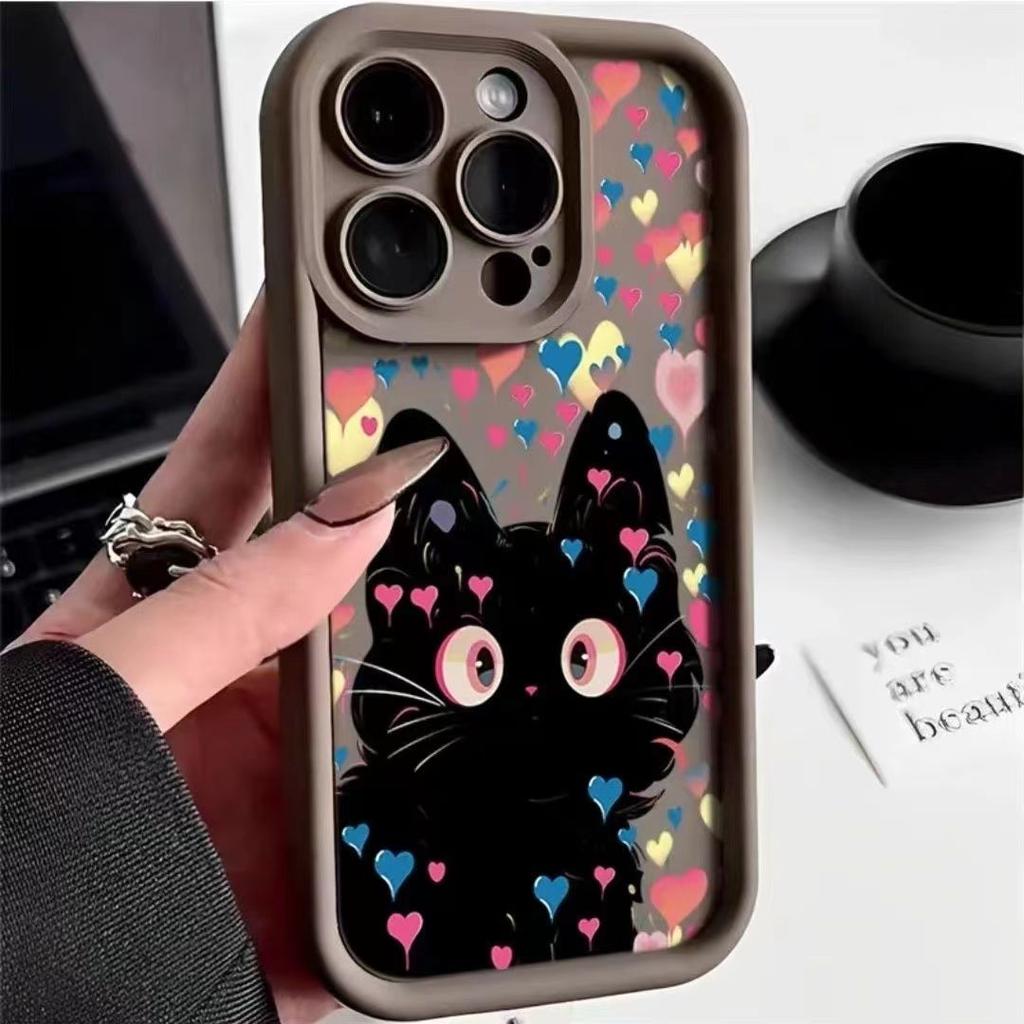 Cute Cartoon Cat Case For Samsung Galaxy S24 S23 S22 Ultra S21 FE A14 A52 A32 A13 A53 A34 A54 A35 A15 4G 5G Soft Silicone Cover