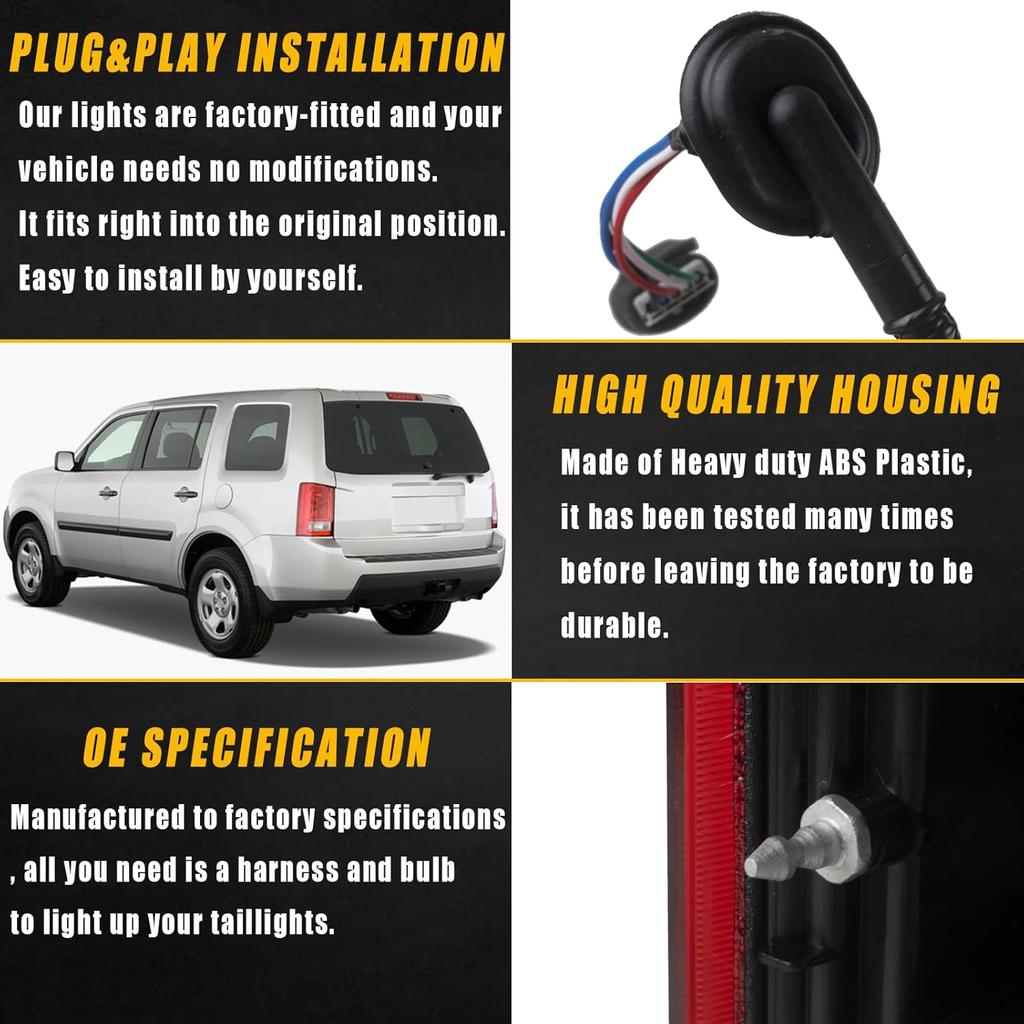 Boine Right Passenger Side Tail Light Compatible With 2009-2015 Honda Pilot Rear Light Housing Brake Lamps Replaces 33550SZAA01 (Right Passenger