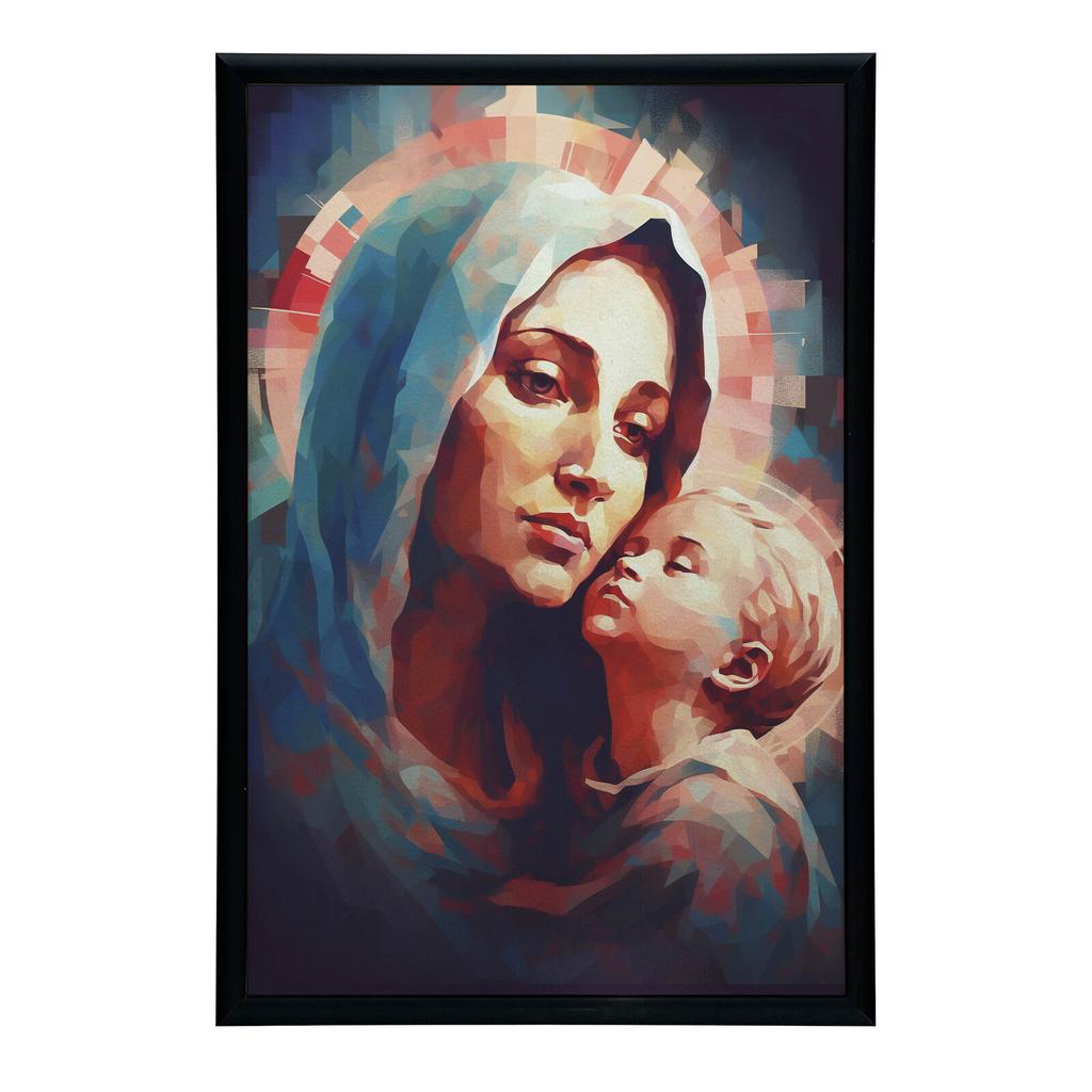 Blue Care: Mary With Baby Jesus Heavenly Protection: Mary With Baby Jesus, 50X70 Cm, Unframed, Premium Canvas On Stretcher